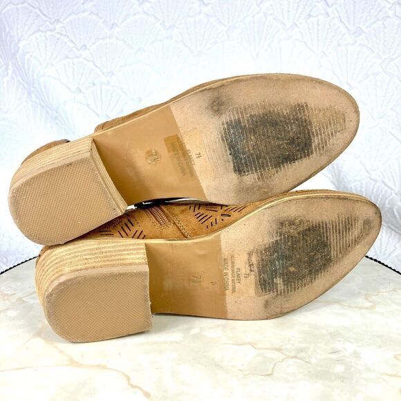 Catherine Malandrino Flakey Ankle Heel Boots Brown Faux Suede Boho Dressy Bootie - Picture 11 of 13